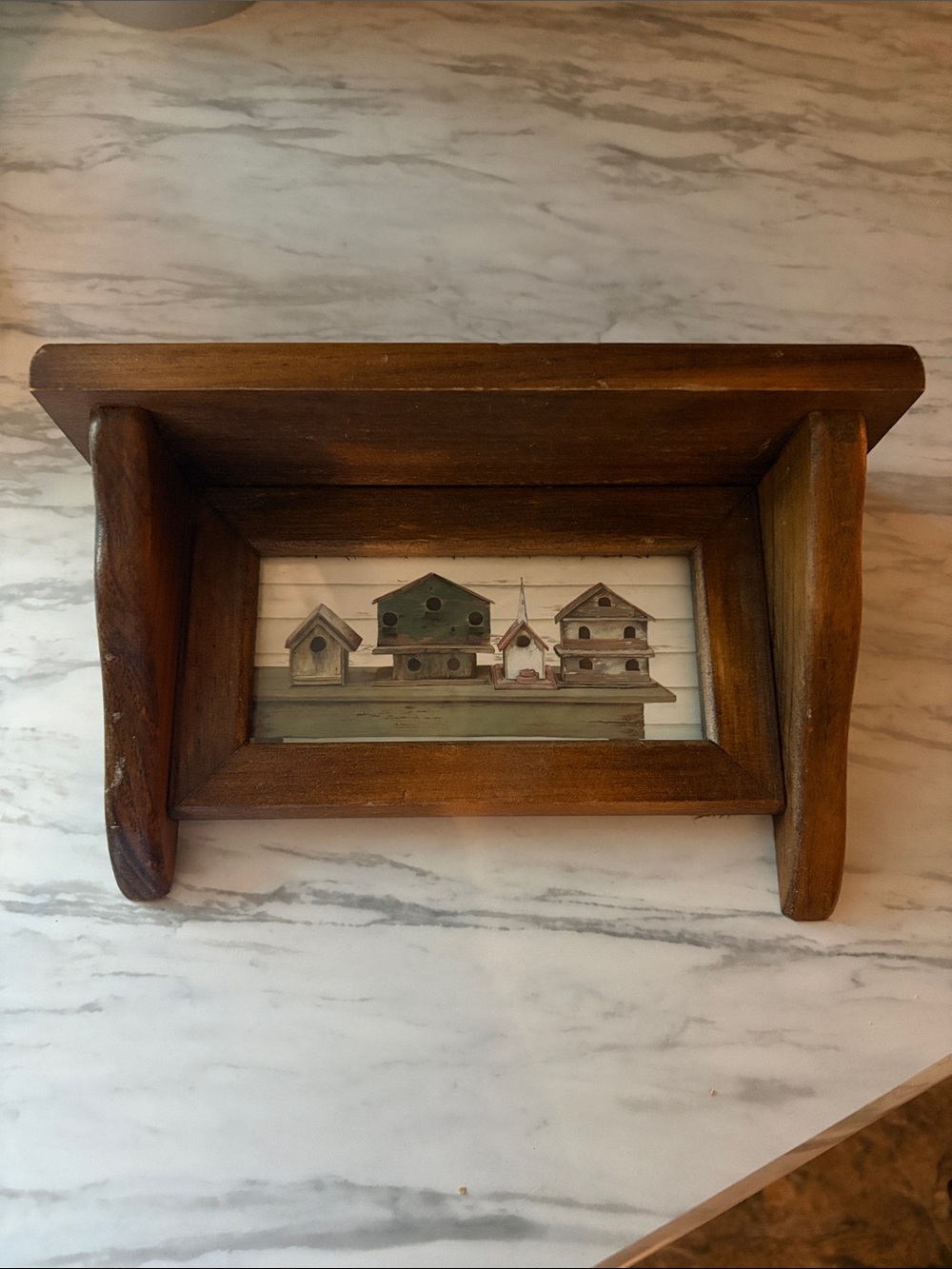 Wooden Framed Birdhouse Wall Art - Brown